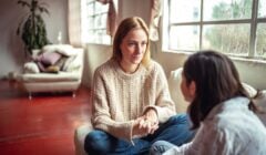 Parent talking to child
