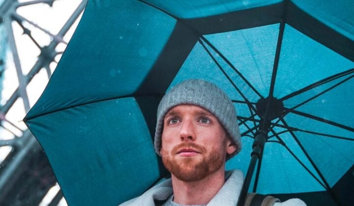 Man with umbrella