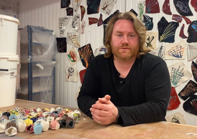 Photo of artist and ceramicist Paul Cummins in his studio