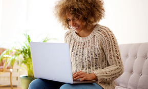 Young woman using Bloom