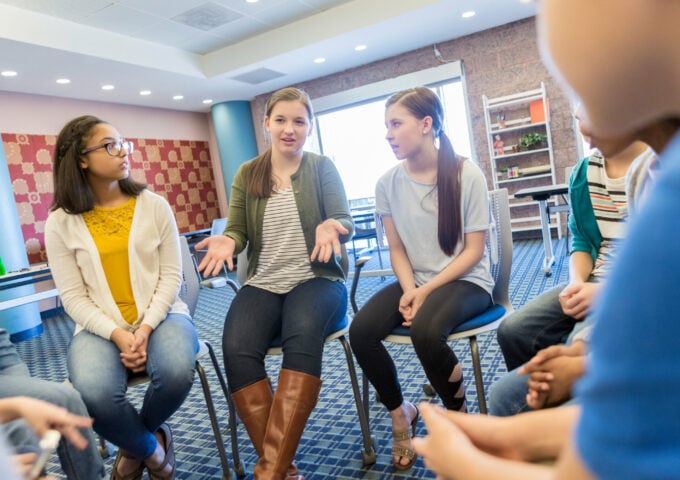 Teenagers talking about wellbeing