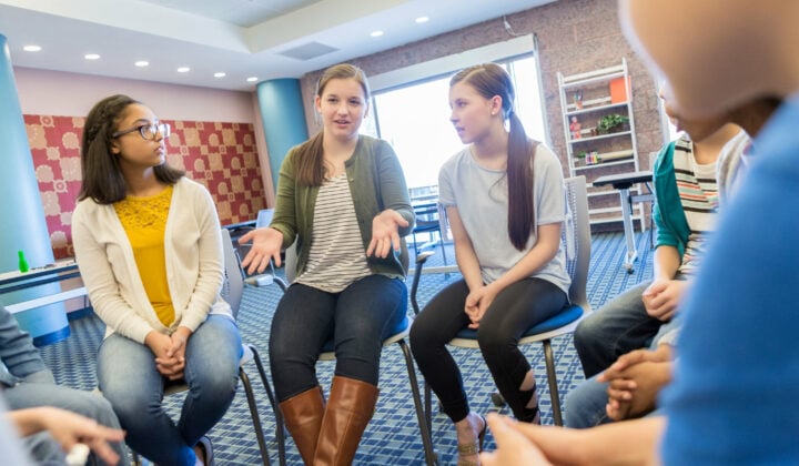 Teenagers talking about wellbeing