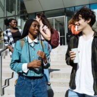 College friends walking