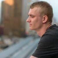 Man looking at town