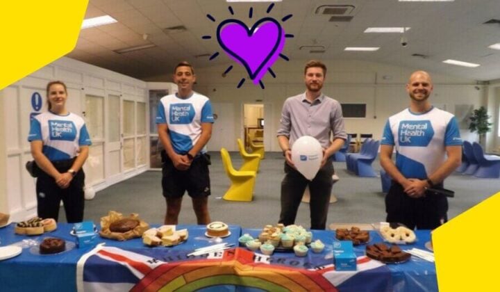 Group of corporate supporters with MHUK bake sale