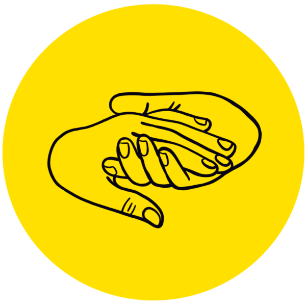 Two hands holding each other illustration