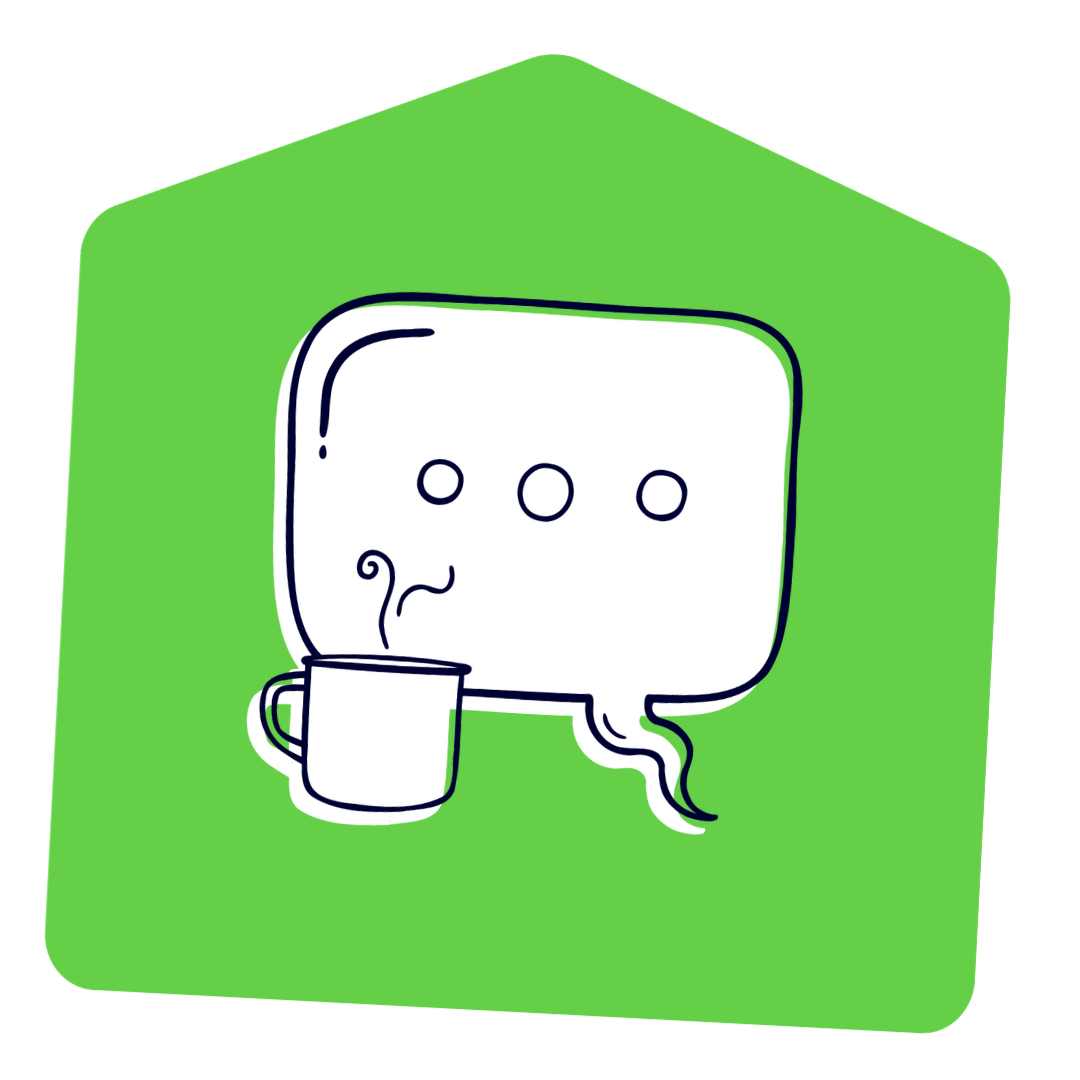 Speech bubble and tea cup illustration