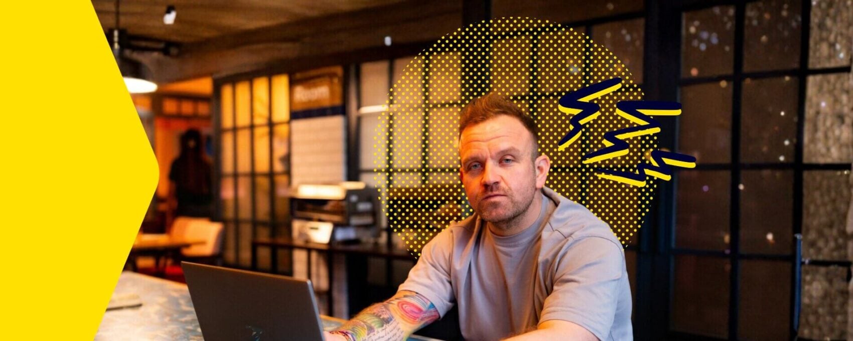 Man at work looking serious
