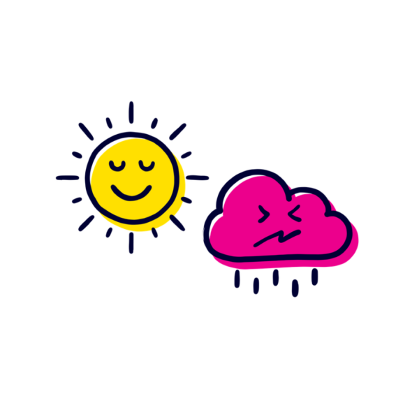 Illustration of sun and cloud
