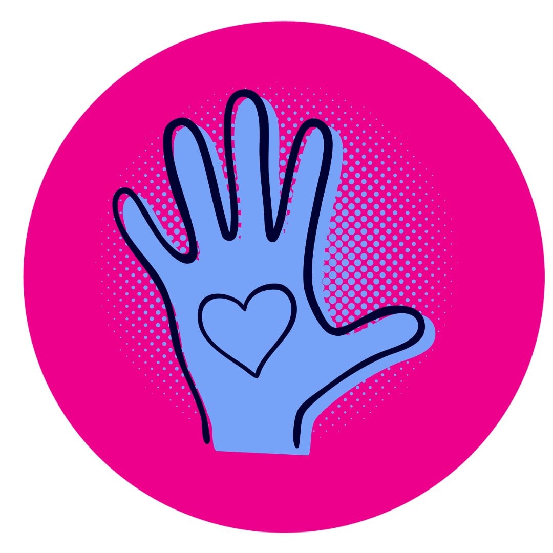 Illustration of a hand with heart inside