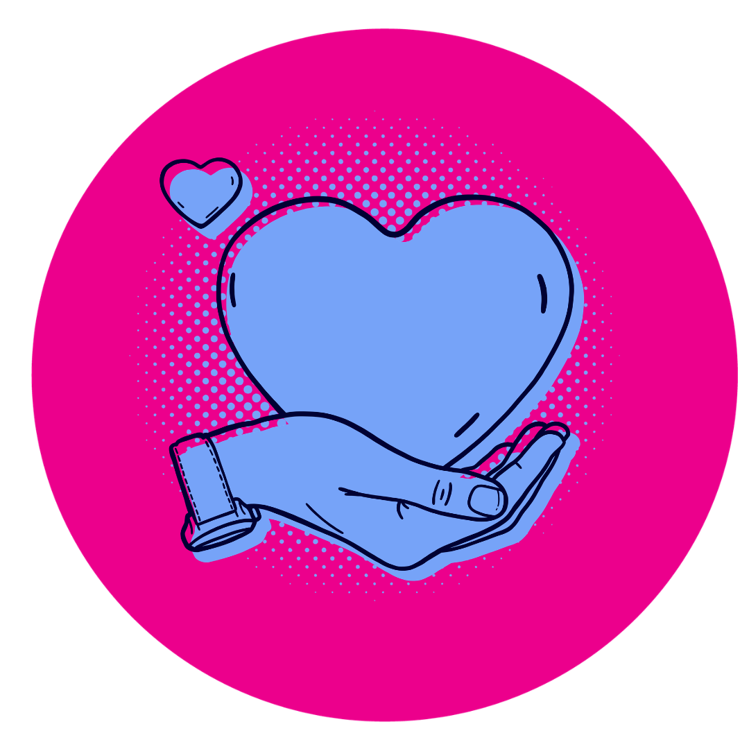 Illustration of heart on top of a cupped hand