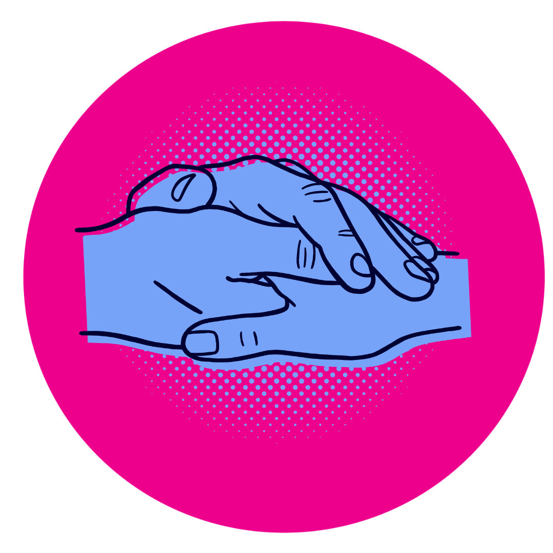 Illustration of hand supporting someone elses hand